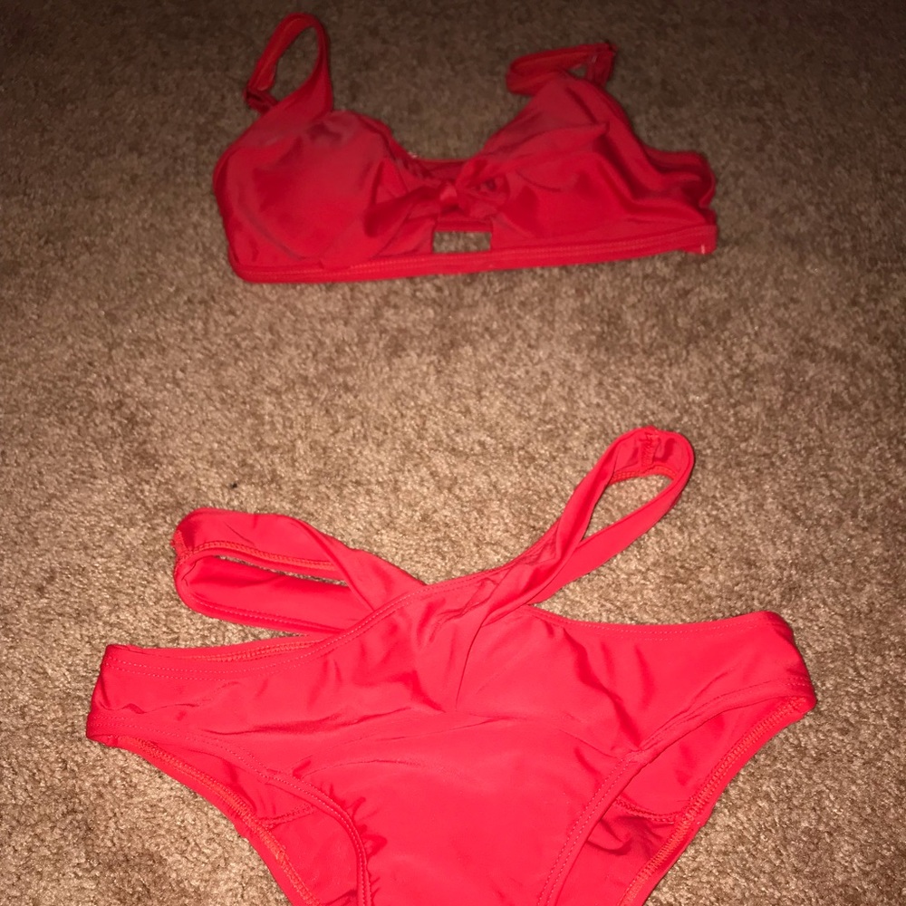 Red bikini never worn still has the sticker on